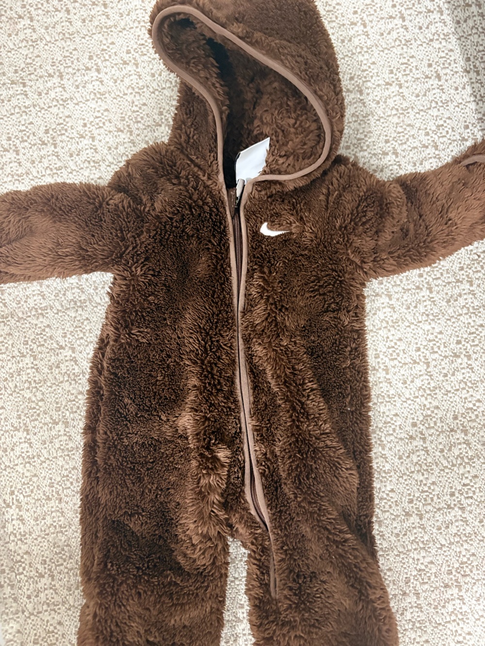 Nike Brown & Ivory Fleece Hooded Kids Puffer Onesie set of 2